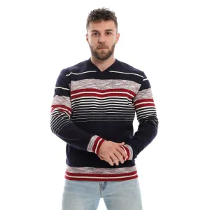 Stylish Striped V-Neck Sweatshirt - Kady