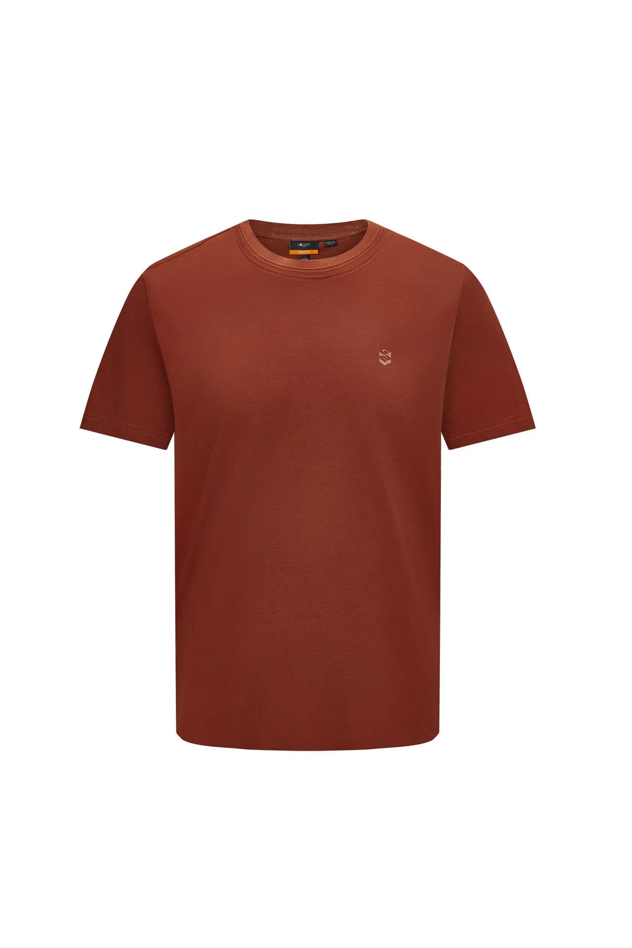 Super Soft Mercerized Cotton High Crew Neck Basic Logo Tee in Smart Fit