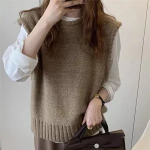 Sweater Vest With O-Neck