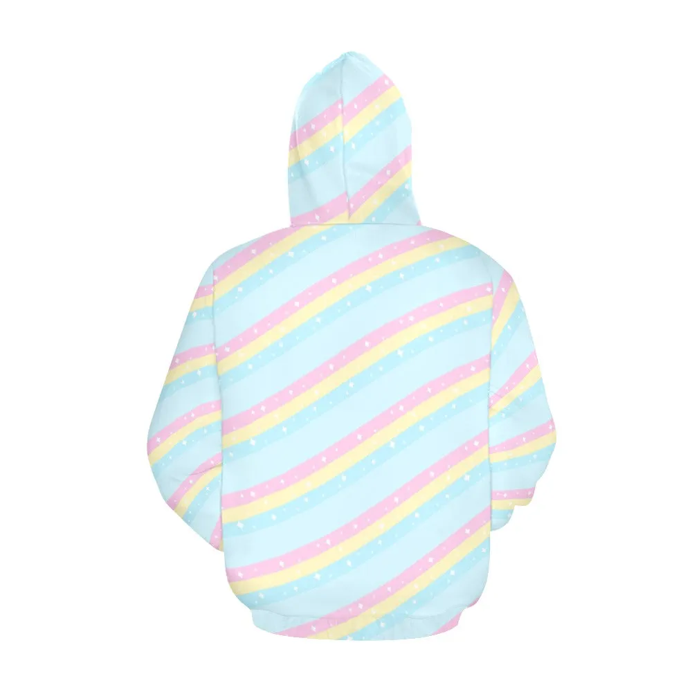 Teatime Fantasy Blue Rainbow Women's All Over Print Hoodie