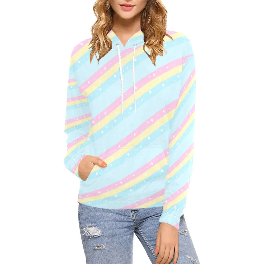 Teatime Fantasy Blue Rainbow Women's All Over Print Hoodie