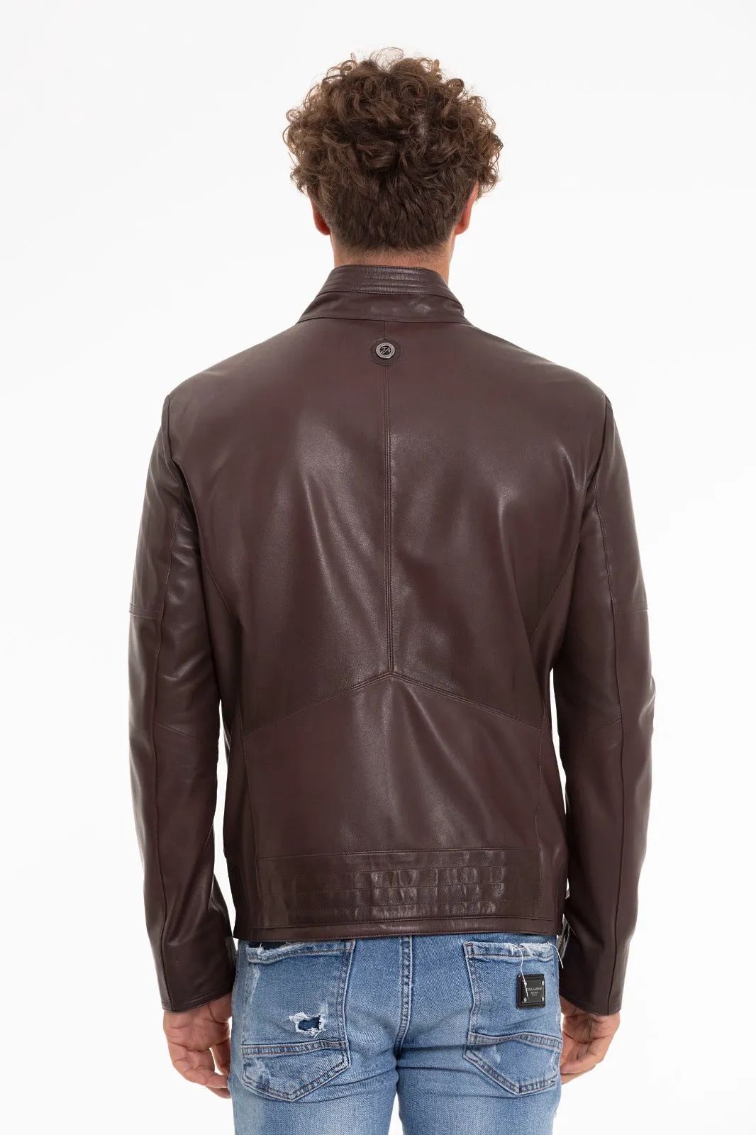 The Alamo Brown Leather Men Jacket