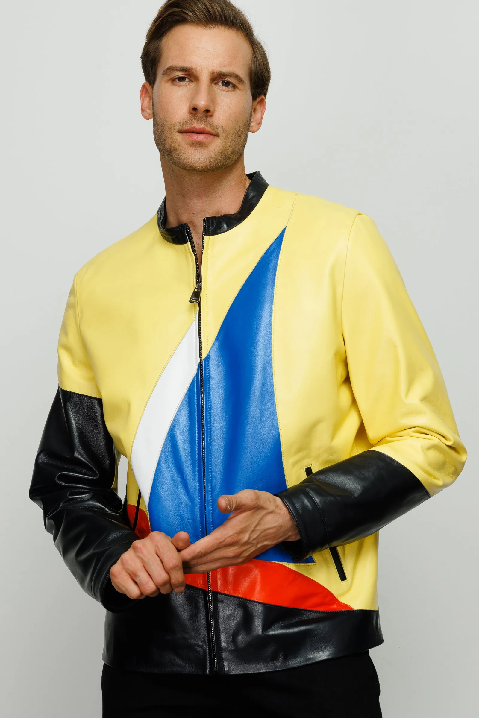 The Galt Yellow Leather Men Jacket