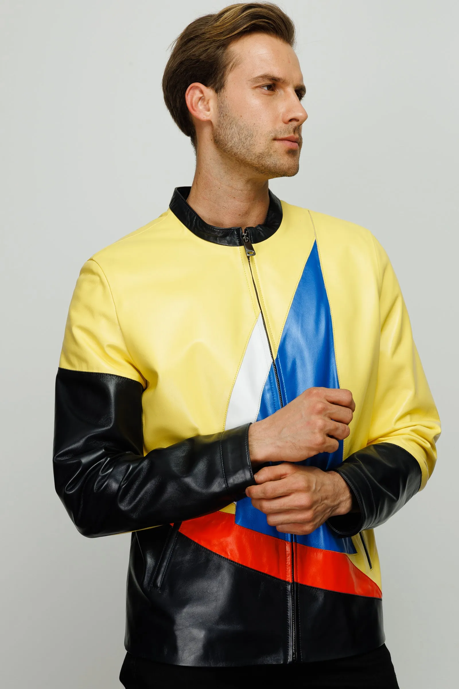 The Galt Yellow Leather Men Jacket