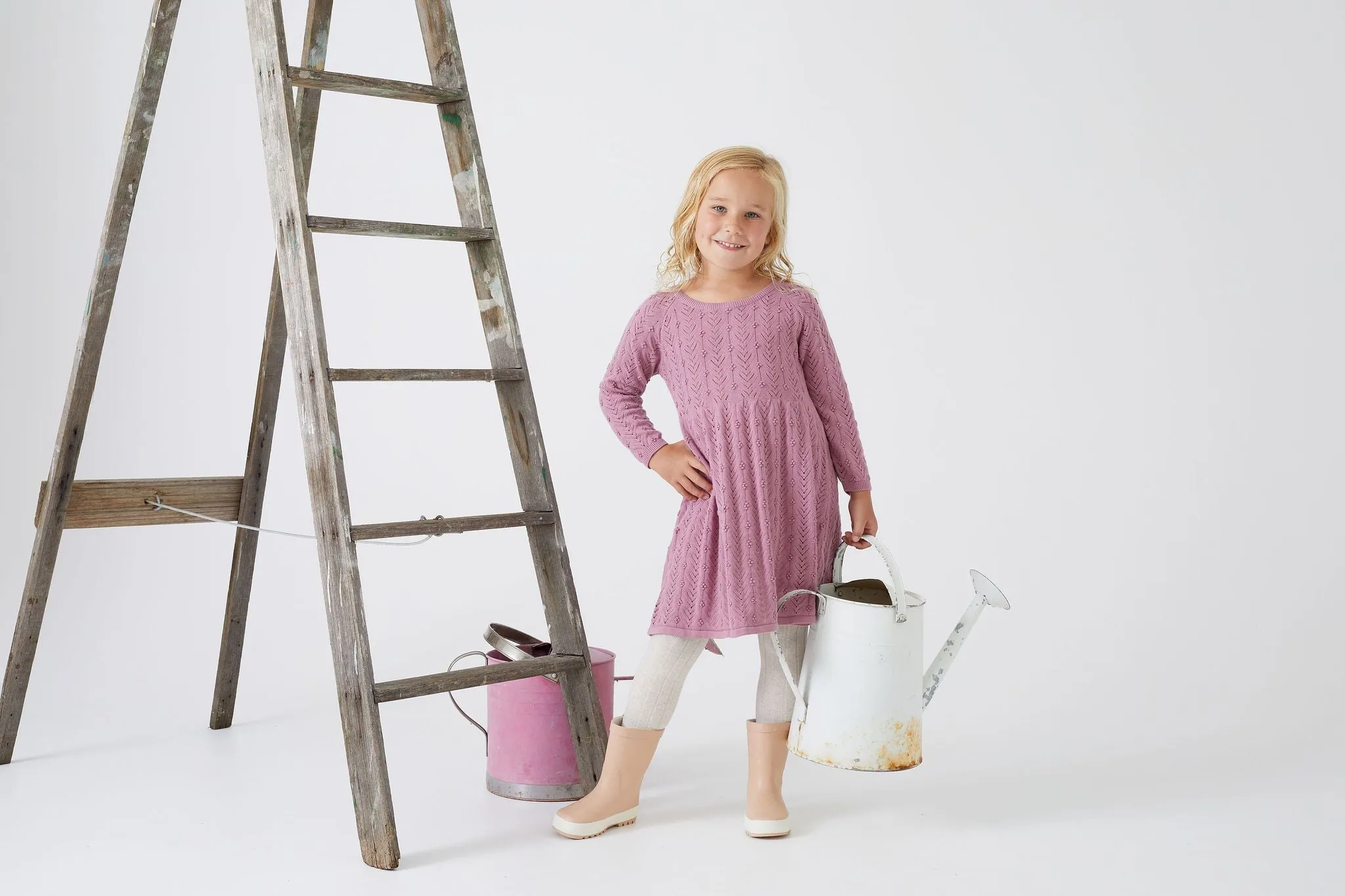 Tiny Twigs W23 Organic Berry Knit Dress Rose