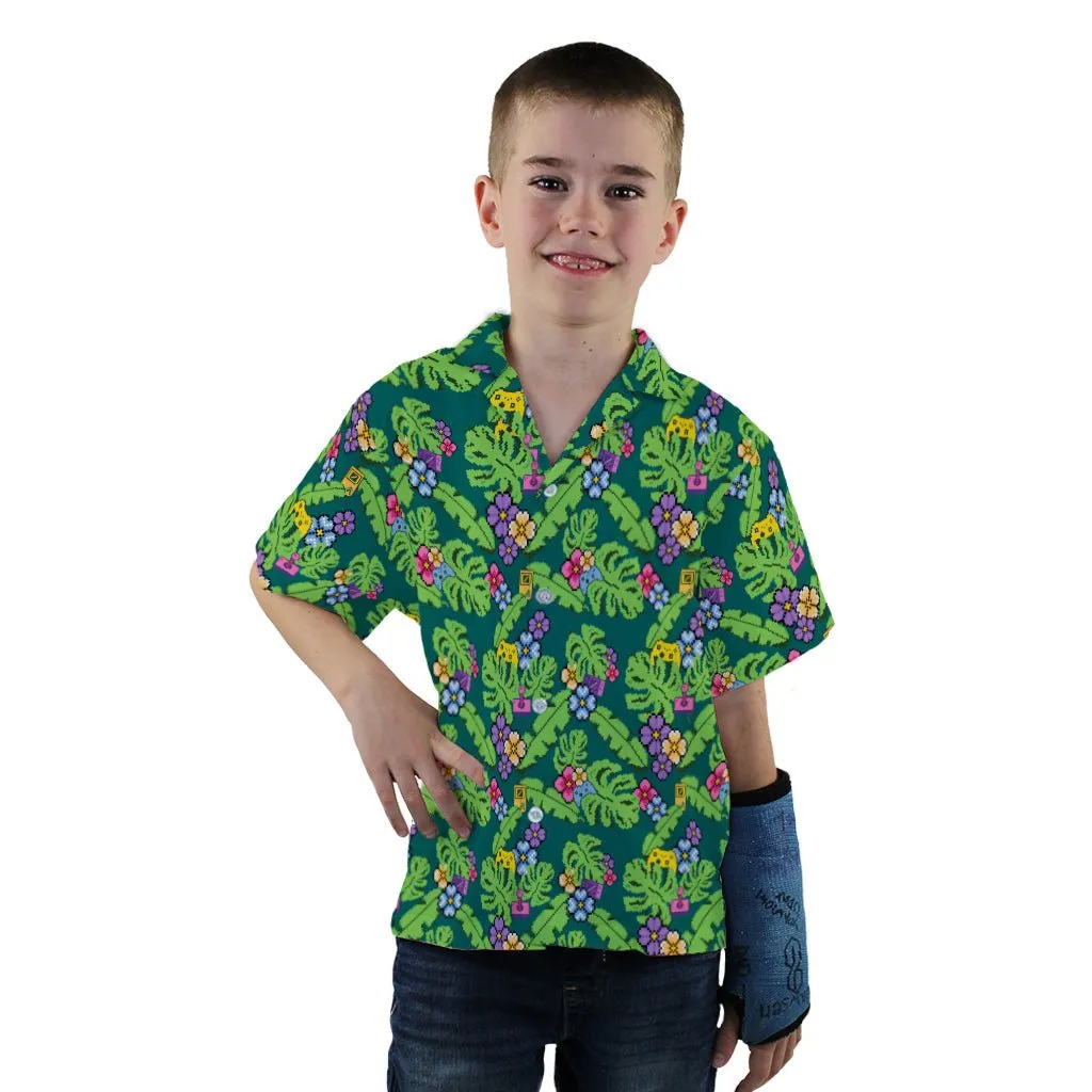 Tropical Video Game Pixels Youth Hawaiian Shirt