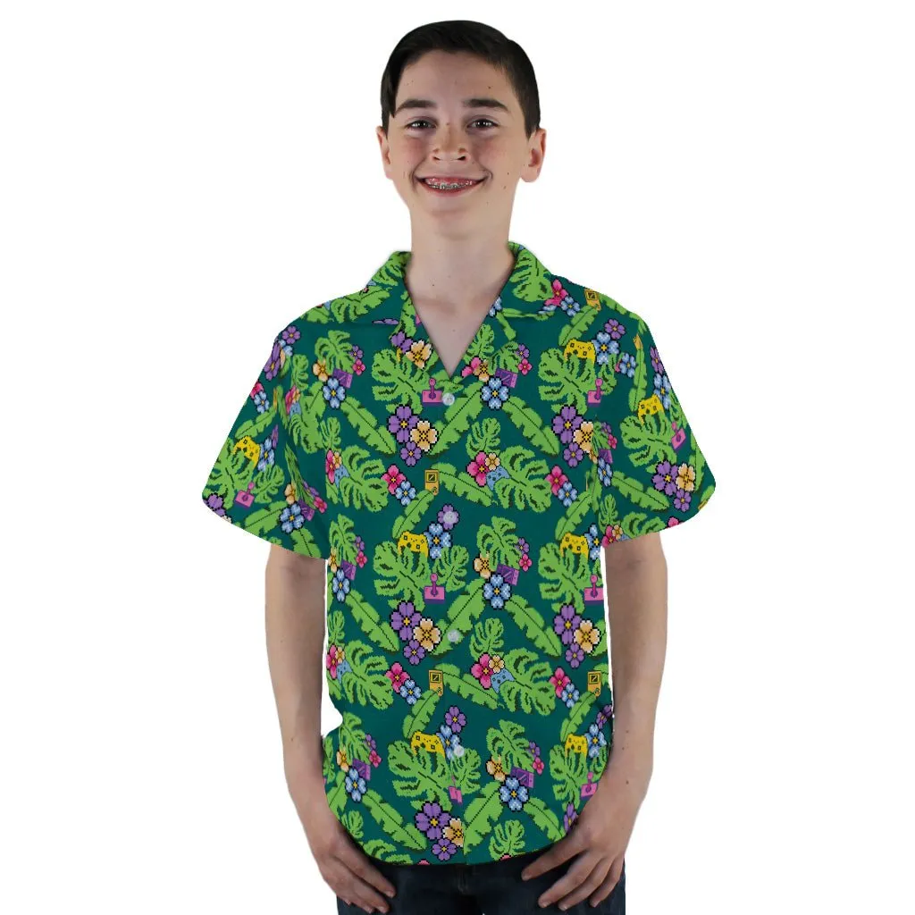 Tropical Video Game Pixels Youth Hawaiian Shirt