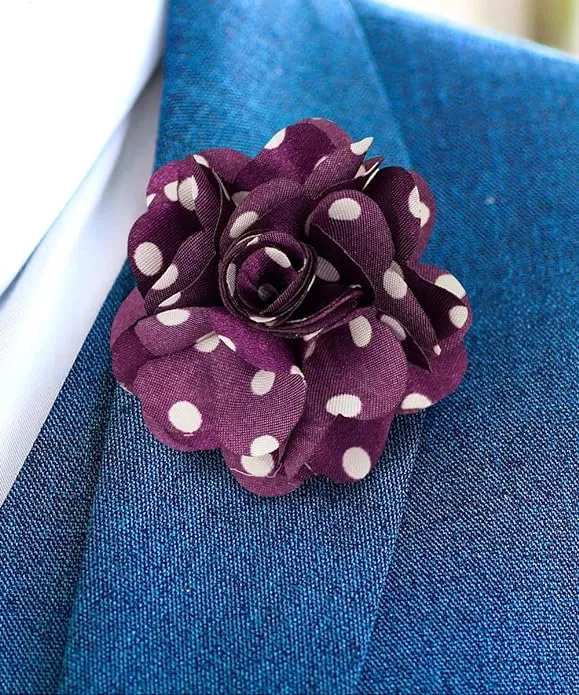 Vittorio Vico Unisex Polka Dot Flower Lapel Pin