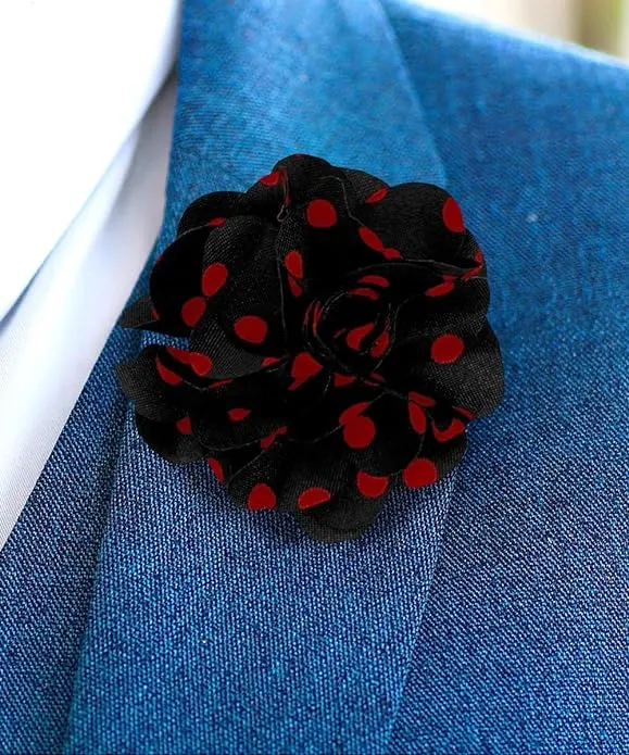 Vittorio Vico Unisex Polka Dot Flower Lapel Pin