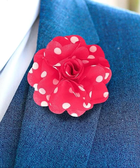 Vittorio Vico Unisex Polka Dot Flower Lapel Pin