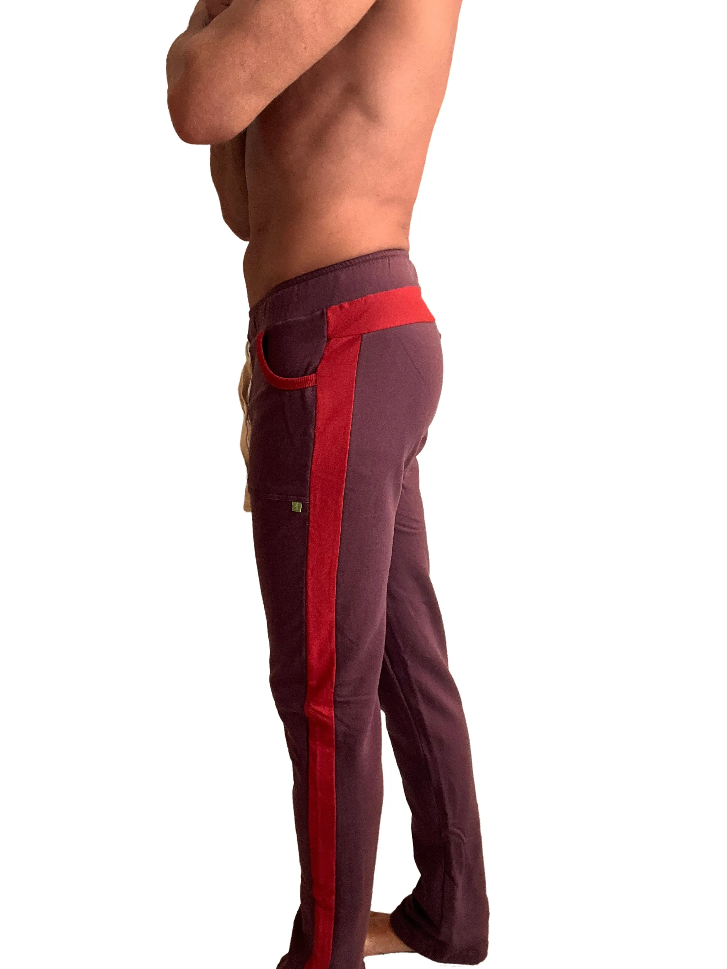 **Winter Collection** MID-Weight Luxury-Fleece Track & Lounge Sweat Pant (Burgundy w/Red))