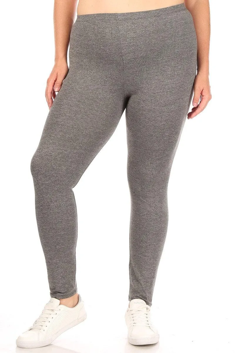 Women's Plus Size Elastic Band Waist Stretch Comfy Workout Leggings Pants