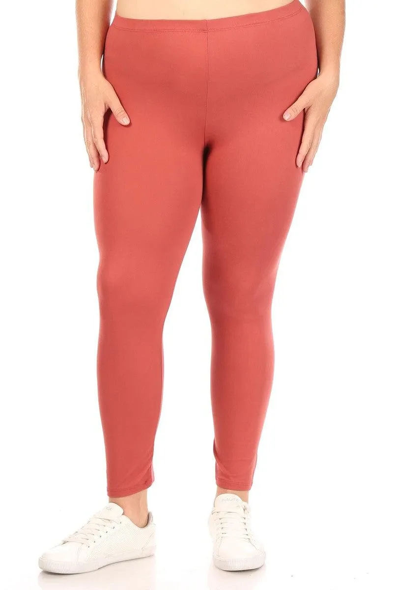 Women's Plus Size Elastic Band Waist Stretch Comfy Workout Leggings Pants