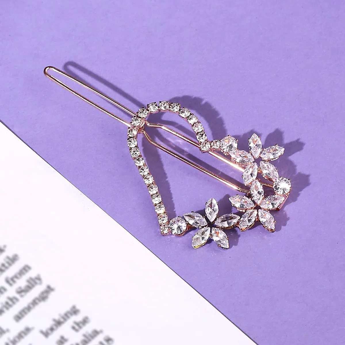 Yellow Chimes Hair Clips for Women Girls Hair Accessories for Women Crystal Hair Clip Heart Shaped Hair Pin for Women Silver Hair Pins for Women Birthday Gifts For Women Valentine Gift for Girls